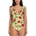 thumbnail image 1 of Picia Cherries and Ladybirds Blooming Jelly Womens Tummy Control Bathing Suits Slimming Ruffle Swimsuit One Piece Lace Swimwear-, 1 of 8