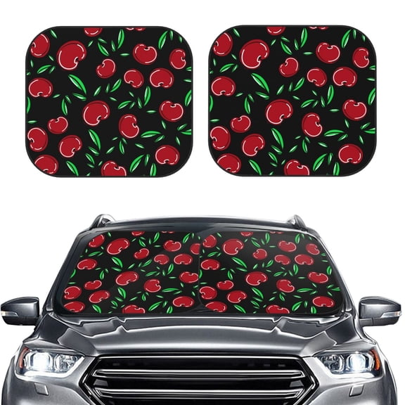 Picia Cherry 2 Piece Car Windshield Sun Shade Foldable | Foldable Sun Shield for Front Window Blocks UV Rays and Keeps Your Vehicle Cool-Small