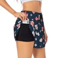 thumbnail image 1 of Picia Cherry Blossoms Pattern Women's 2 in 1 Athletic Running Shorts High Waisted Workout Casual Gym Sweat Shorts with Comfy Liner Zipper Pockets-Large, 1 of 9