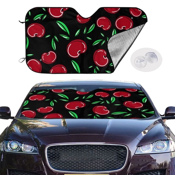 Picia Cherry Curved Windshield Sunshade Accordion Folding Style Auto Shade for Car Truck SUV Van Blocks UV Ray Sun Visor Protector -Small