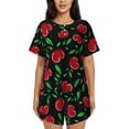 thumbnail image 1 of Picia Cherry Pajamas Sets for Women Soft Short-Sleeved Pjs with Lounge Shorts Two Piece Sleepwear-3X-Large, 1 of 9