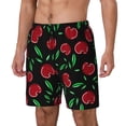 thumbnail image 1 of Picia Cherry pattern Mens Swim Trunks with Compression Liner Stretch Beach Shorts Quick Dry with Zipper Pockets No-Chafing Board Shorts-Small, 1 of 9