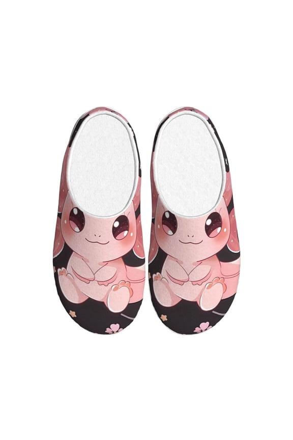 Chibi Axolotl Sakura Fantasy for Women's Lamb-hug Comfy Fleece House Slippers Memory Foam, Slip-on House Shoes Indoor Outdoor-46/47