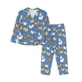 thumbnail image 1 of Picia Chicken Family Pattern Women’s Long-Sleeve Sleepwear Set - Soft 2-Piece Loungewear with Pockets, Comfy PJs for Relaxing Nights-Large, 1 of 7