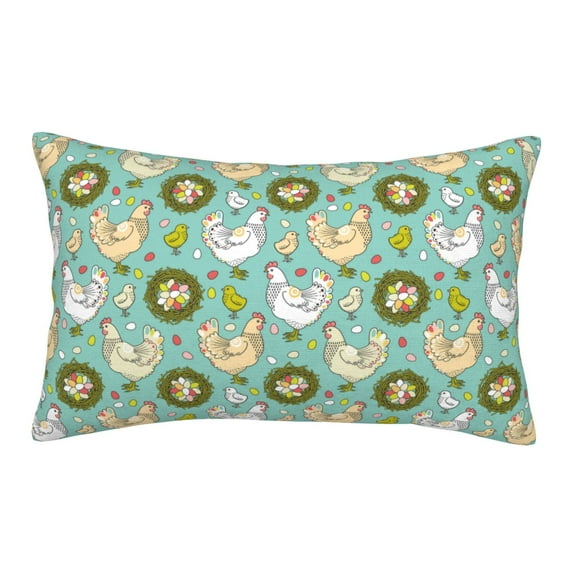 Picia Chicken Laying Eggs Pattern Plush Pillow Case – Soft and Cozy Cushion Cover, Hypoallergenic Throw Pillow Case for Home Decor-16"x24"