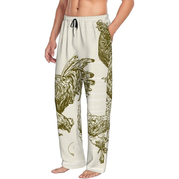 Picia Chickens Mens Soft Woven Cotton Elastic Waistband Sleep Pajama Pant Lounge Sleep Pant With Pockets And Drawstring-Small