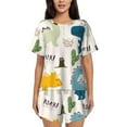 thumbnail image 1 of Picia Childish Dinosaur Pajamas Sets for Women Soft Short-Sleeved Pjs with Lounge Shorts Two Piece Sleepwear-, 1 of 9
