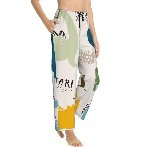 Picia Childish Dinosaur Womens Soft Woven Cotton Elastic Waistband Sleep Pajama Pant Lounge Sleep Pant With Pockets And Drawstring-Medium