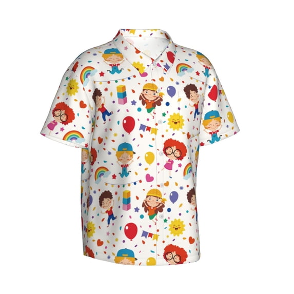 Picia Childrens Party Gentle Cotton Regular Fit Short Sleeve Casual Hawaiian Shirt for Men-XX-Large