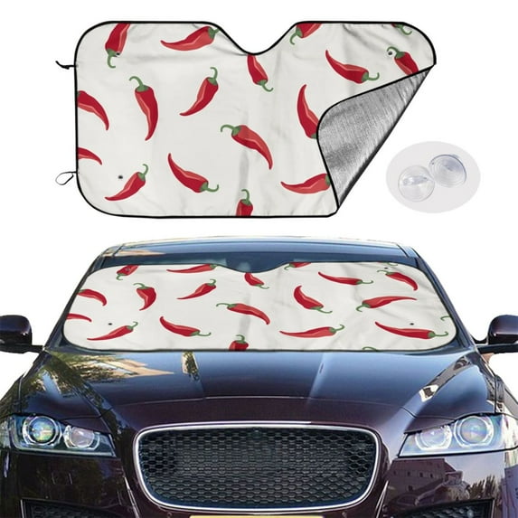 Picia Chili Curved Windshield Sunshade Accordion Folding Style Auto Shade for Car Truck SUV Van Blocks UV Ray Sun Visor Protector -Small