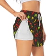 thumbnail image 1 of Picia Chili2 Pattern Women's 2 in 1 Athletic Running Shorts High Waisted Workout Casual Gym Sweat Shorts with Comfy Liner Zipper Pockets-X-Large, 1 of 9