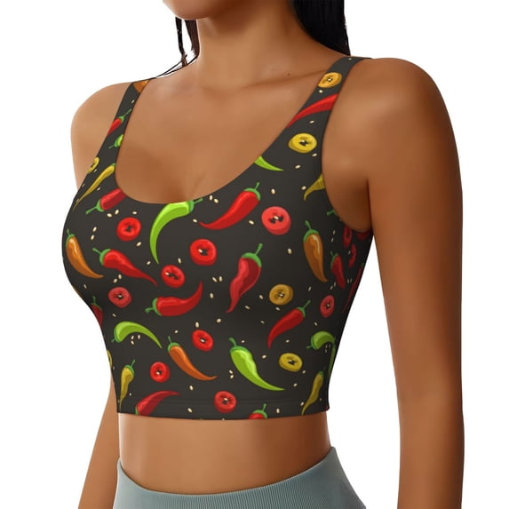 Picia Chili2 Sports Bra for Women,Padded Strappy Sports Bras Medium Support Yoga Bra with Removable Cups,Running Yoga Bra-