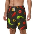 thumbnail image 1 of Picia Chili2 pattern Mens Swim Trunks with Compression Liner Stretch Beach Shorts Quick Dry with Zipper Pockets No-Chafing Board Shorts-Large, 1 of 9
