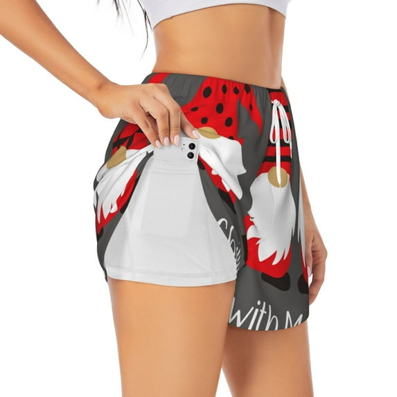 Picia Chillin with My Gonme Pattern Women's 2 in 1 Athletic Running Shorts High Waisted Workout Casual Gym Sweat Shorts with Comfy Liner Zipper Pockets-X-Large