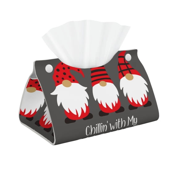 Picia Chillin with My Gonme Pattern Long Tissue Box Cover,PVC Leather Triangle Holder,Tissue Box Holder with Magnetic Bottom,Facial Paper Organizer Dispenser-7.9"X4.9"X4.5"