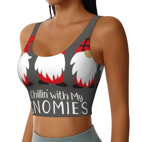 Picia Chillin with My Gonme Sports Bra for Women,Padded Strappy Sports Bras Medium Support Yoga Bra with Removable Cups,Running Yoga Bra-Small