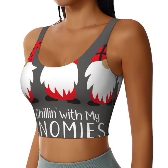 Picia Chillin with My Gonme Sports Bra for Women,Padded Strappy Sports Bras Medium Support Yoga Bra with Removable Cups,Running Yoga Bra-