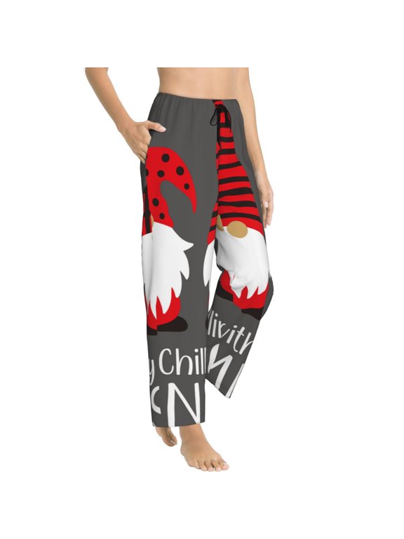 Chillin with My Gonme Womens Soft Woven Cotton Elastic Waistband Sleep Pajama Pant Lounge Sleep Pant With Pockets And Drawstring-Medium