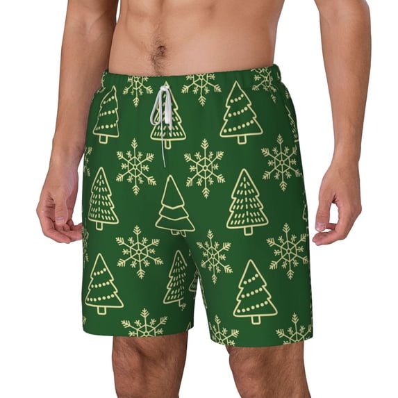 Picia Christmas (2) pattern Mens Swim Trunks with Compression Liner Stretch Beach Shorts Quick Dry with Zipper Pockets No-Chafing Board Shorts-Small