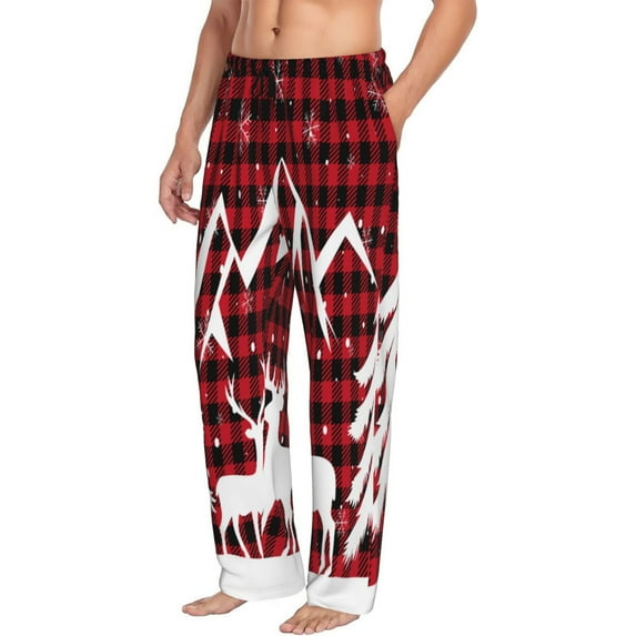 Picia Christmas Buffalo Plaid Mens Soft Woven Cotton Elastic Waistband Sleep Pajama Pant Lounge Sleep Pant With Pockets And Drawstring-Medium