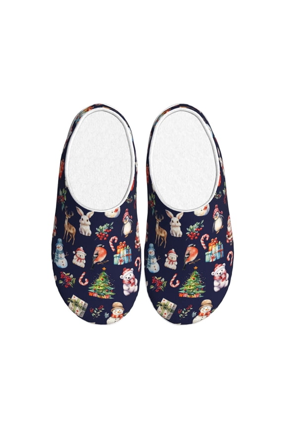 Christmas Critters Delight for Women's Lamb-hug Comfy Fleece House Slippers Memory Foam, Slip-on House Shoes Indoor Outdoor-40/41