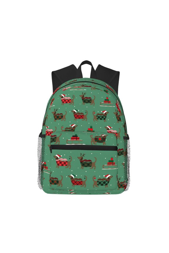 Christmas Dachshund Large Capacity Backpack Classic Style Backpack Casual Backpack Water-Resistant School Work Travel Outdoor Backpack