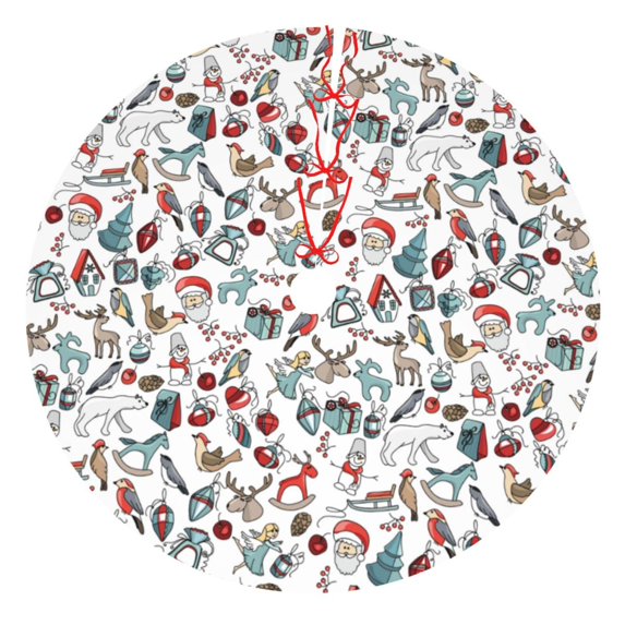 Picia Christmas Elements Print Christmas Tree Skirt , Christmas Tree Skirt Ornaments for Merry Christmas Holiday Party Decorations Indoor Outdoor-30"