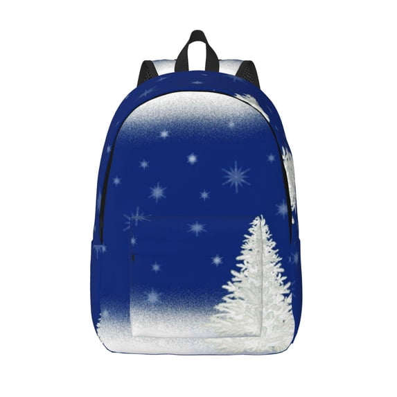 Picia Christmas Fir Tree Printed Canvas Daypack - Stylish and Durable Vintage Compact Backpack - Class, Work, Travel, or Laptop Bookbag,Organized Compartments-Medium