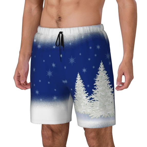 Picia Christmas Fir Tree pattern Mens Swim Trunks with Compression Liner Stretch Beach Shorts Quick Dry with Zipper Pockets No-Chafing Board Shorts-Large