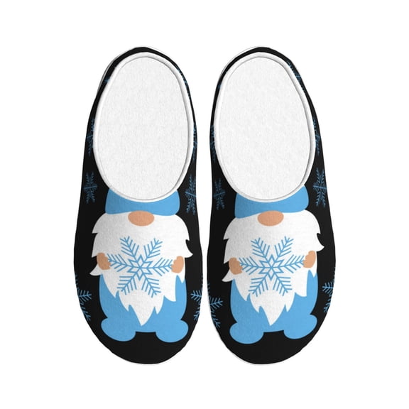 Picia Christmas Gnome Snowflake for Women's Lamb-hug Comfy Fleece House Slippers Memory Foam, Slip-on House Shoes Indoor Outdoor-46/47