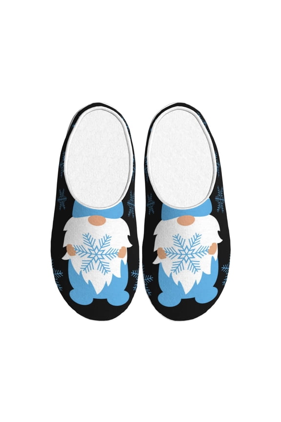 Christmas Gnome Snowflake for Women's Lamb-hug Comfy Fleece House Slippers Memory Foam, Slip-on House Shoes Indoor Outdoor-46/47