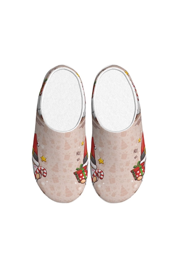 Christmas Gnome star for Women's Lamb-hug Comfy Fleece House Slippers Memory Foam, Slip-on House Shoes Indoor Outdoor-44/45
