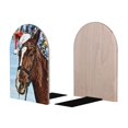 thumbnail image 1 of Picia Christmas Horse Pattern Wood Bookends for Shelves,Non-slip Bookends, Heavy Duty Wooden Bookend Support,1 Pair, 1 of 8