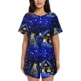 thumbnail image 1 of Picia Christmas Night Pajamas Sets for Women Soft Short-Sleeved Pjs with Lounge Shorts Two Piece Sleepwear-XX-Large, 1 of 9
