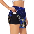 thumbnail image 1 of Picia Christmas Night Pattern Women's 2 in 1 Athletic Running Shorts High Waisted Workout Casual Gym Sweat Shorts with Comfy Liner Zipper Pockets-, 1 of 9