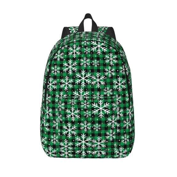 Picia Christmas Pattern At Buffalo Plaid Printed Canvas Daypack - Stylish and Durable Vintage Compact Backpack - Class, Work, Travel, or Laptop Bookbag,Organized Compartments-Medium