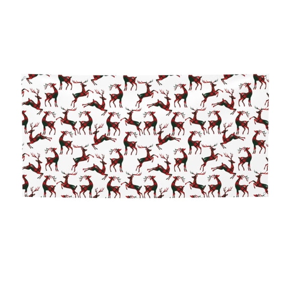 Picia Christmas Plaid Moose Pattern Party Banner, Festive Decoration, Holiday Banner, Celebration Decor, Event Banner, Reusable Party Banner-Small
