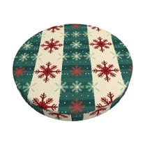 Picia Christmas Snowflakes Plaid Pattern Round Stool Covers Comfy Seat Covers Stretch Removable Washable Chair Slipcover Round Bar Chair Cushion Cover-12 inch
