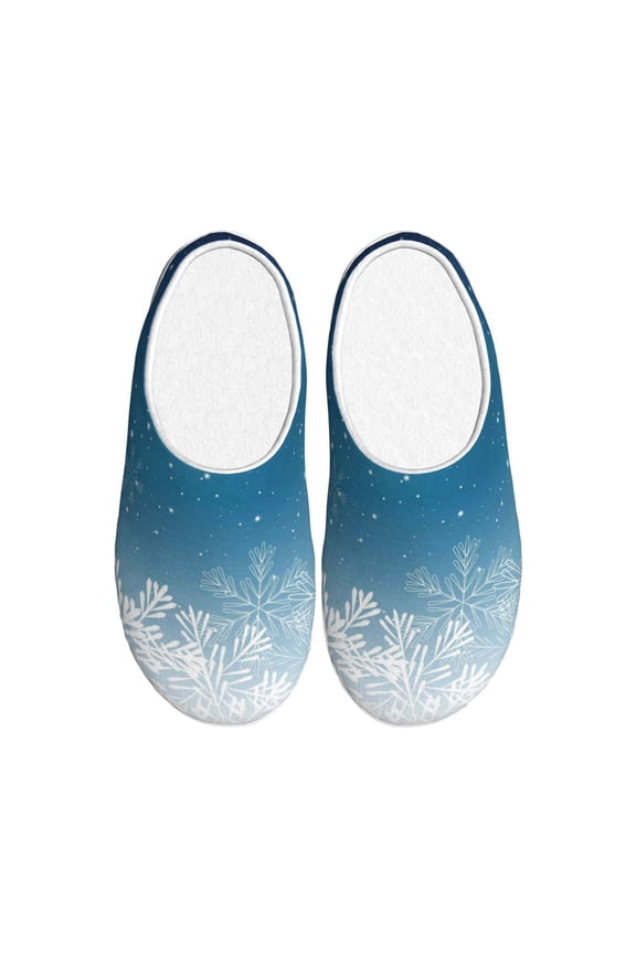 Christmas Snowflakes for Women's Lamb-hug Comfy Fleece House Slippers Memory Foam, Slip-on House Shoes Indoor Outdoor-37/38