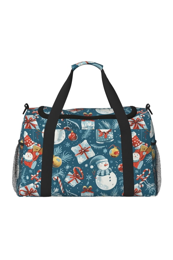 Christmas Snowman Gift Print Travel Duffle Bag,Weekender Bags for Women with Shoe Compartment, Gym Duffel Bag with Wet Pocket, Hospital Bags for Labor and Delivery