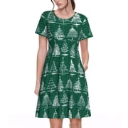 chinese dress ladies Girls Christmas Tree Dress, Green / 8-9T