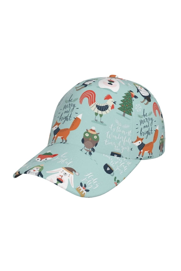 Christmas Winter Animals pattern Trucker Low Profile Hat Men Women Baseball Cap Dad Hat Adjustable Unconstructed Plain Cap