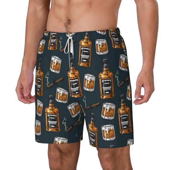 Picia Cigar pattern Mens Swim Trunks with Compression Liner Stretch Beach Shorts Quick Dry with Zipper Pockets No-Chafing Board Shorts-X-Large