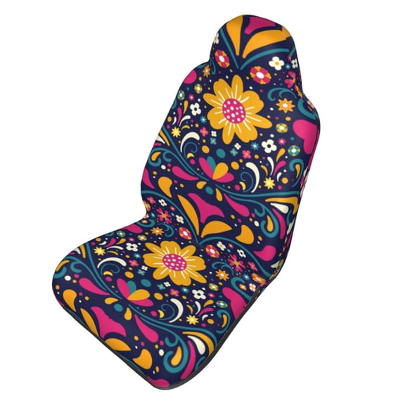 Picia Cinco De Mayo Floral Print Waterproof Sweating Car Seat Cover for Post Gym Workout, Running, Beach and Hiking, Universal Fit Anti-Slip Bucket Seat Protector