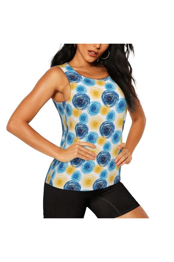 Circular Pattern Women's Workout Tank Top,Breathable Activewear,Slim Fit Athletic Top,Versatile Workout Moisture-wicking top-Small