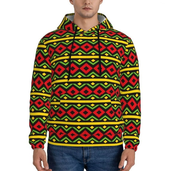 Picia Classic Color Music Pattern Casual Men's Hoodie - Lightweight Hooded Sweatshirt with Kangaroo Pocket, Comfortable Pullover for Everyday, Travel-Medium