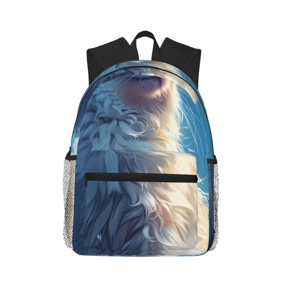 Picia Clear Sky Blue Cat Large Capacity Backpack Classic Style Backpack Casual Backpack Water-Resistant School Work Travel Outdoor Backpack