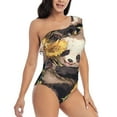 thumbnail image 1 of Picia Clear Sky Cute Sunflower Panda Pattern Women's One Piece Swimsuits,One Shoulder Swimwear Asymmetric ,Ruffle Monokinis Bathing Suits,High Waisted Flattering Bathing Suits-Small, 1 of 8