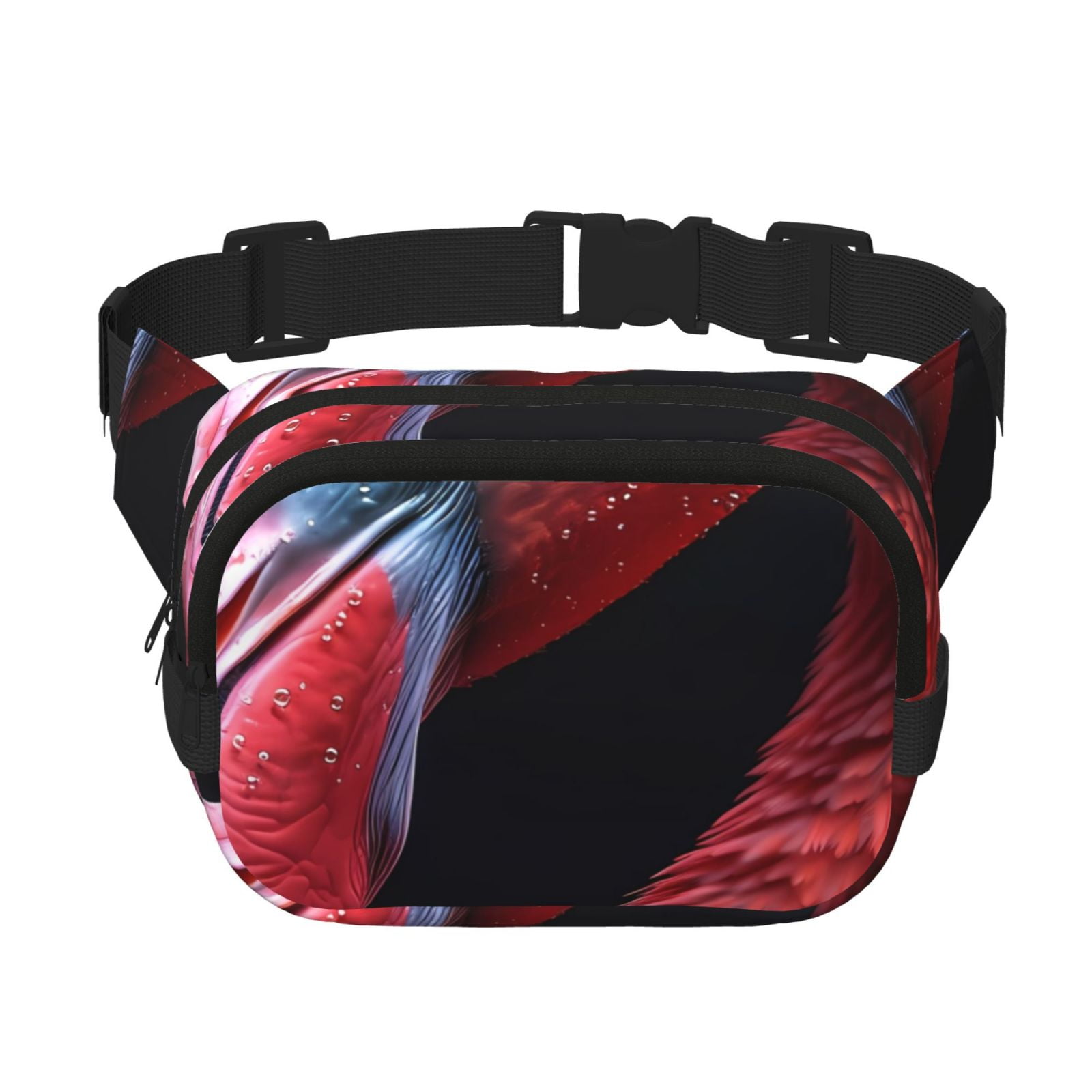 Picia Closeup Red Flamingo Portrait Print Square Double-Layer Waist Bag Mini Adjustable Waist Belt Bag Exercise Running Travel Hiking