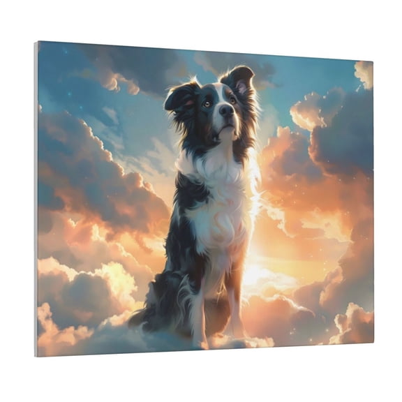 Picia Cloud Border Collie Pattern Decorative Picture – Unique Wall Art, Modern Canvas Print for Trendy Interiors (Horizontal)